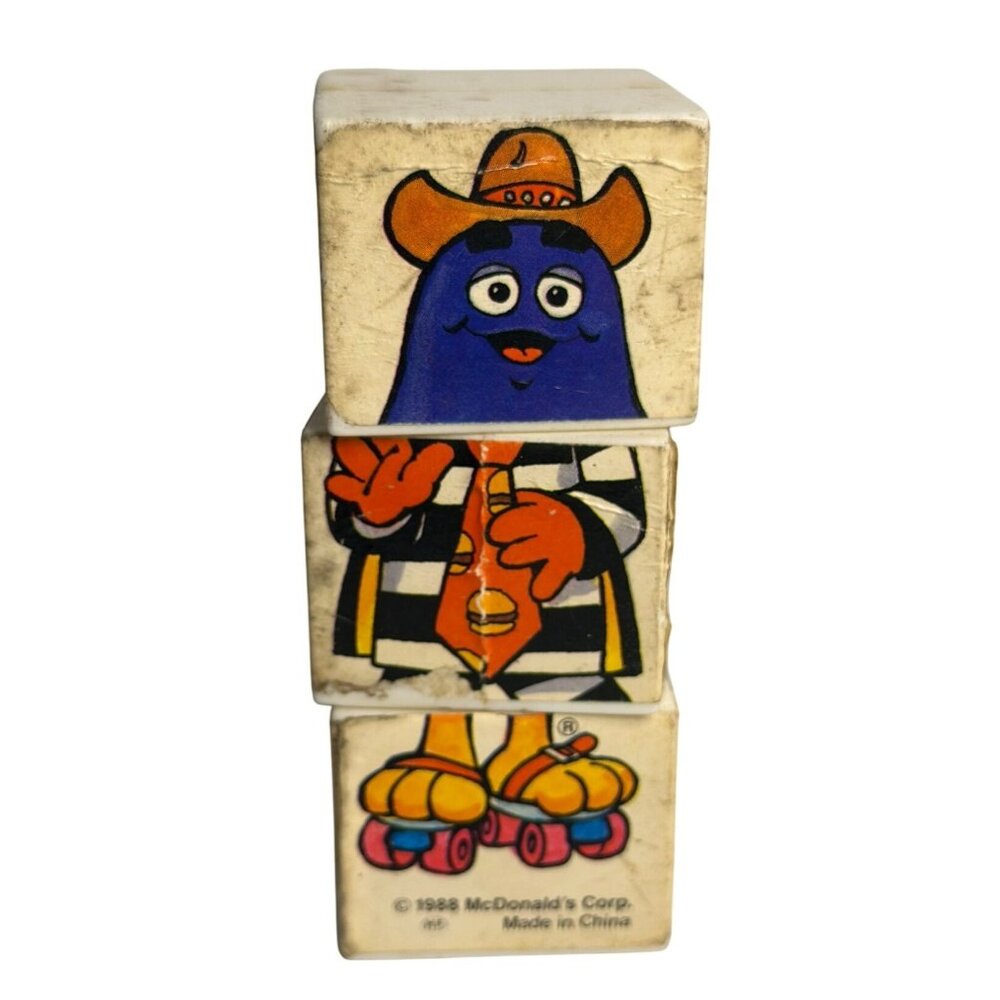 Vintage 1988 McDonald’s Grimace Puzzle Cube – Happy Meal “Under 3” Toy 4.25"